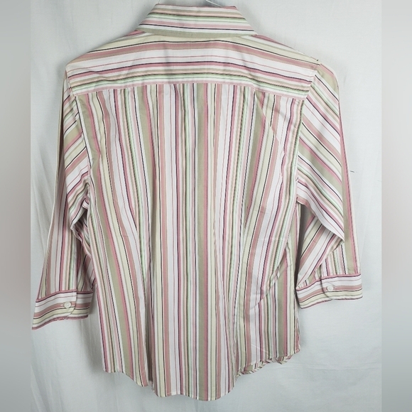 Robert Louis Striped 3/4 Length Sleeve Button Down Shirt Sz M - Picture 3 of 7